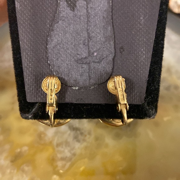 Sold EmJ Emmons vintage blue & gold clip on earrings 1" 1949-55 - Picture 7 of 15